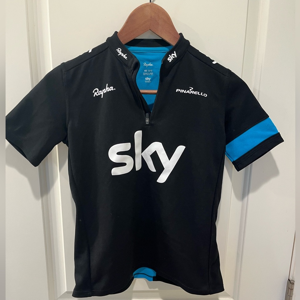 SKY cycling jersey Blue / Black Youth 12 / 13 Rapha.
